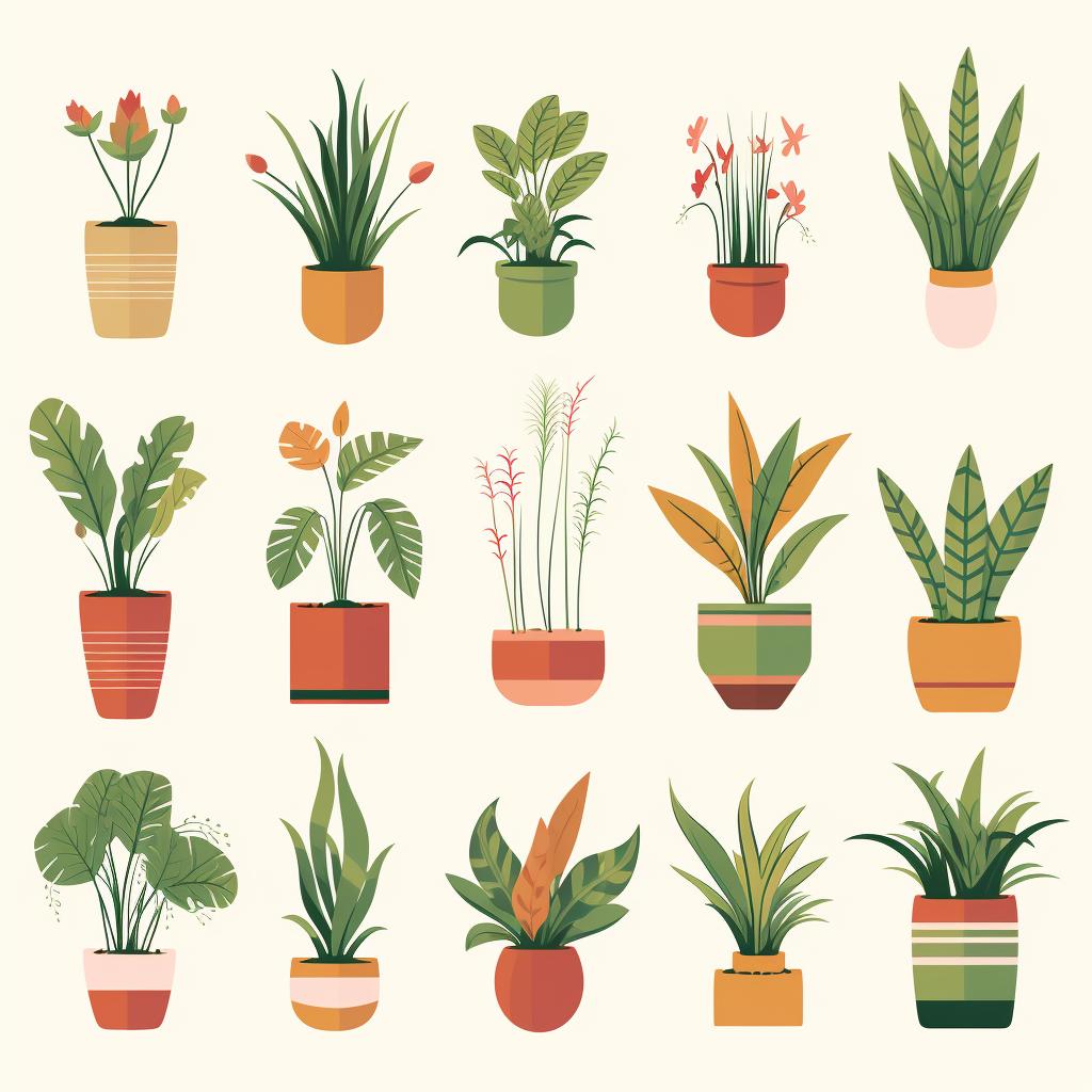 Various types of plant containers